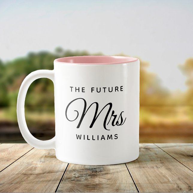 Modern Future Mrs Bride Engagement Script Two-Tone Coffee Mug (Creator Uploaded)