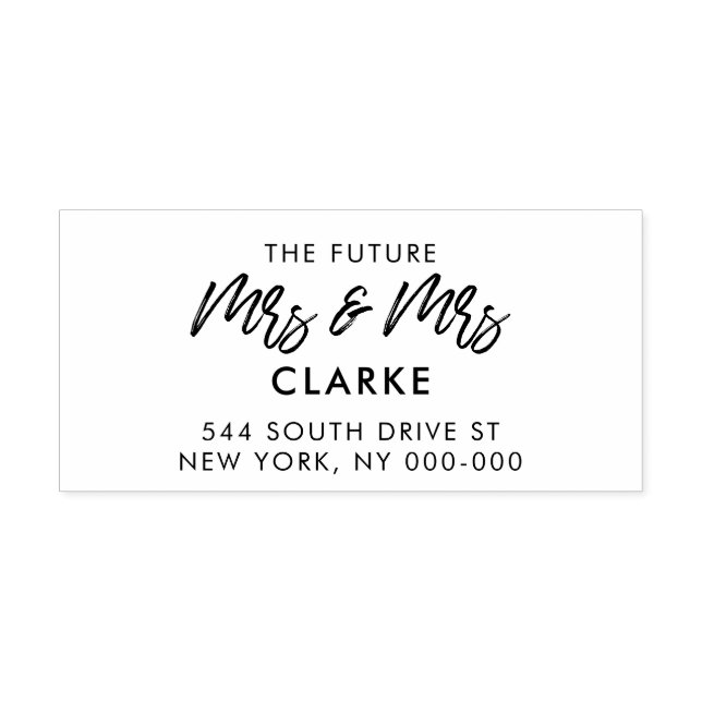 Modern future Mrs & Mrs wedding return address Rubber Stamp (Imprint)