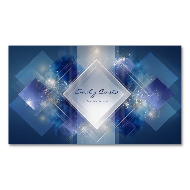Modern Futuristic Geometric Tech Magnetic Business Card (Front)