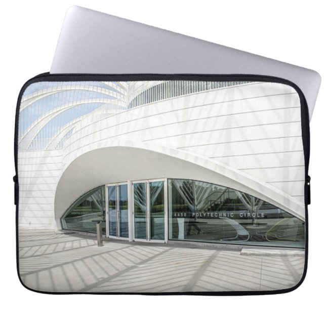 Modern futuristic white building laptop sleeve (Front)
