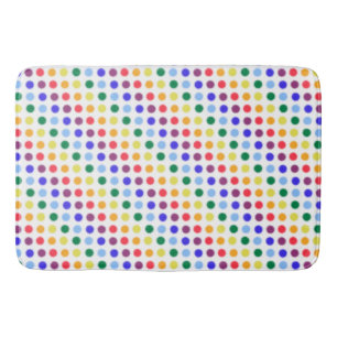 Modern Fuzzy Rainbow Polka-Dots Pattern Bath Mat
