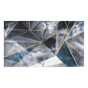 Modern Galaxy Nebula Geometric Gold Triangles Name Tag