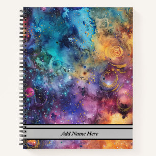 Modern Galaxy Space Themed Customizable Name  Notebook