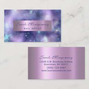Modern Galaxy Teal Lavendar Foil Business Card