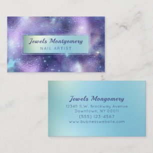Modern Galaxy Teal Lavendar Foil Business Card