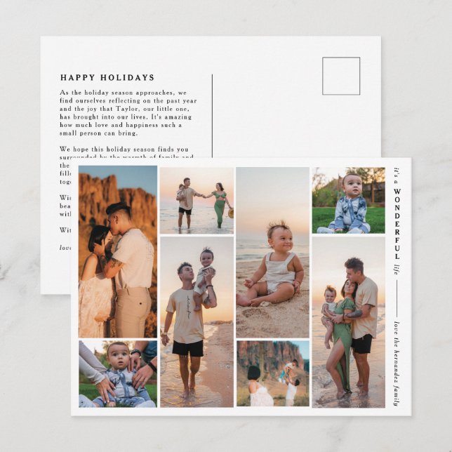 Modern Gallery 8 Photo Wonderful Life Postcard (Front/Back)