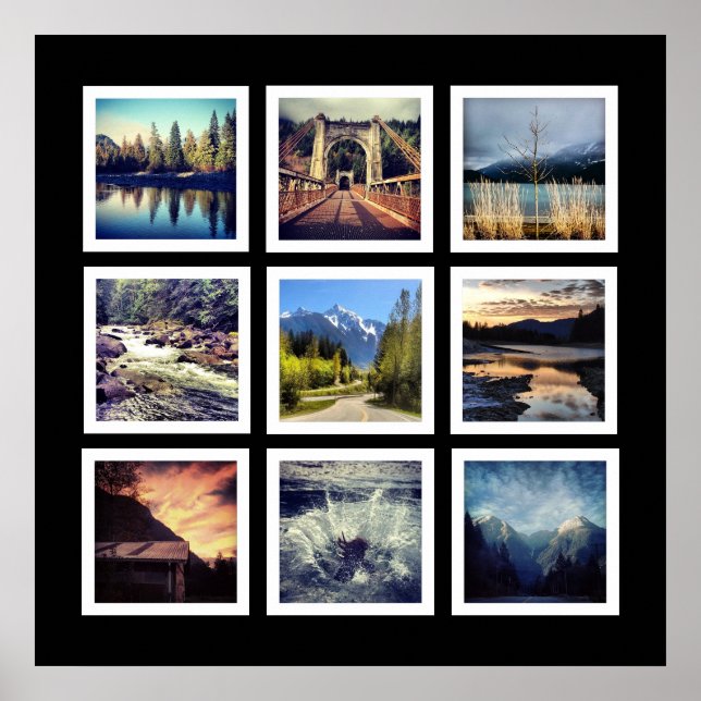 Modern Gallery Style 9 Instagram Photo Collage Poster (Front)