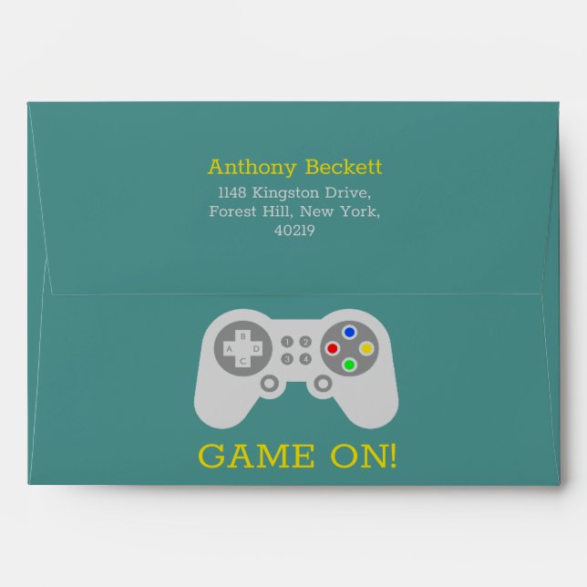 Modern Gamer Any Age Birthday Envelope (Back (Top Flap))
