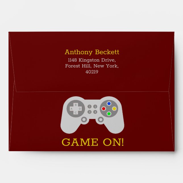 Modern Gamer Any Age Birthday Envelope (Back (Top Flap))