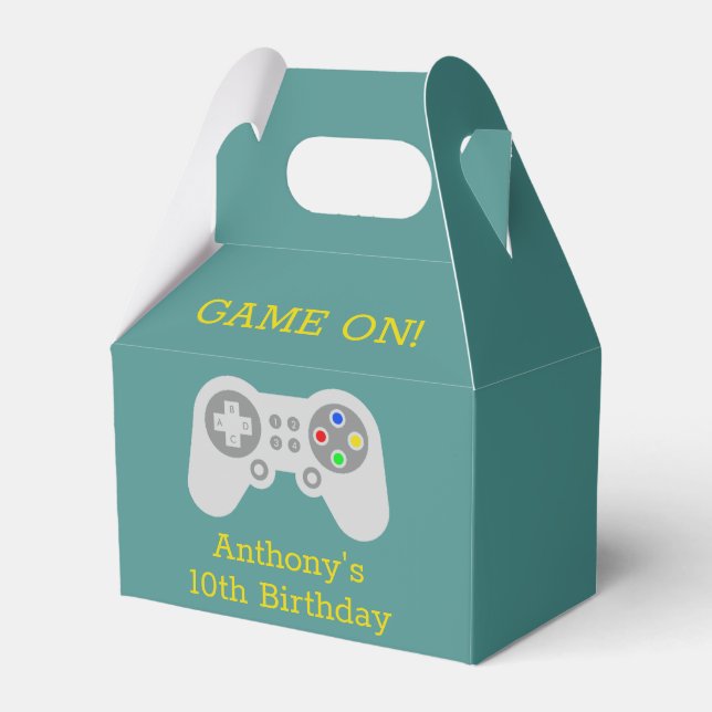 Modern Gamer Any Age Birthday Party Favor Box (Front Side)