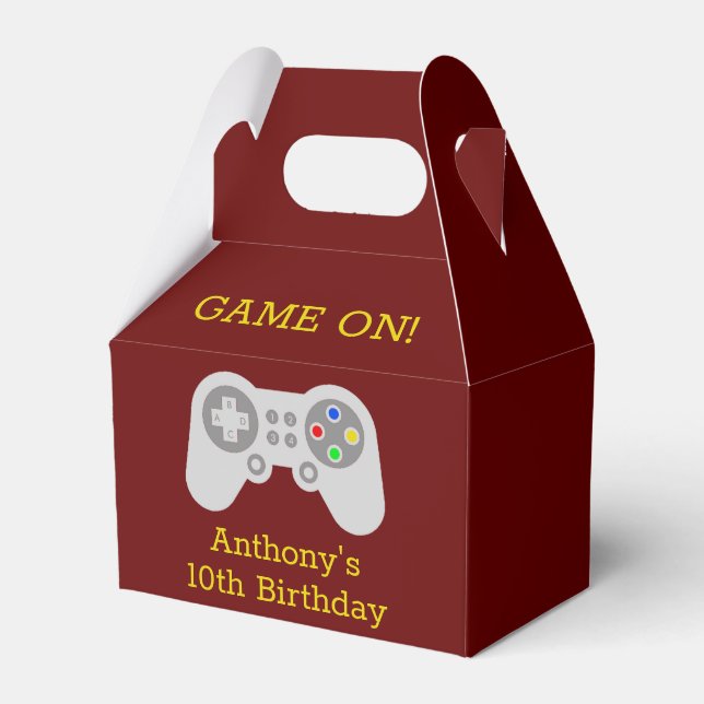 Modern Gamer Any Age Birthday Party Favor Box (Front Side)