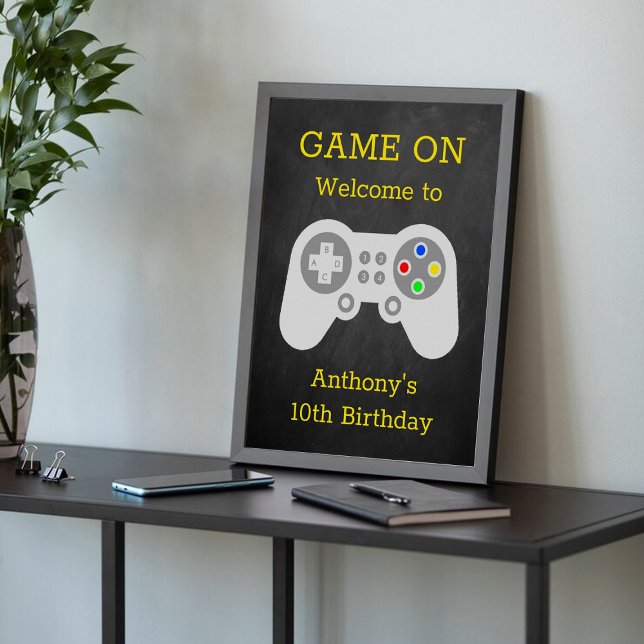 Modern Gamer Any Age Birthday Party Welcome Poster (Creator Uploaded)