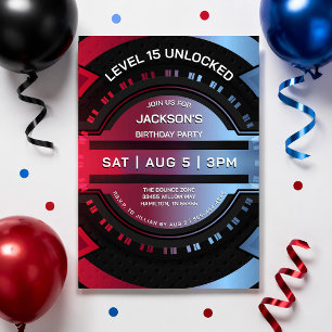 Modern Gamer Teen Boy Birthday Party Invitation