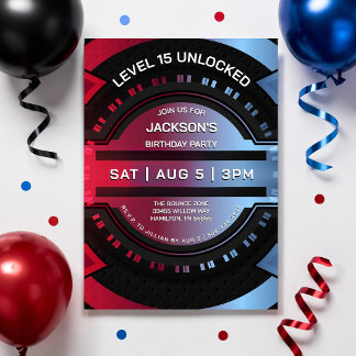 Modern Gamer Teen Boy Birthday Party  Invitation