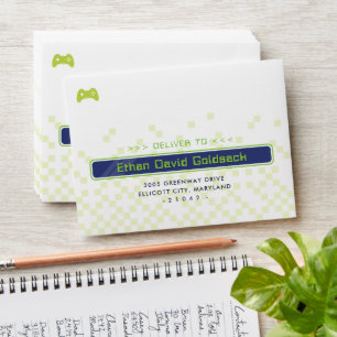 MODERN GAMING return address trendy navy blue neon Envelope
