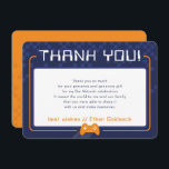 MODERN GAMING THANKS Bar Mitzvah navy blue orange Thank You Card<br><div class="desc">by kat massard >>> www.simplysweetPAPERIE.com <<< A simple design for your THANK YOU FLAT CARDS - to match your main invitations. Love the design, but would like to see some changes - another colour scheme, product, add a photo or adapted for a different occasion - no worries simply contact me,...</div>