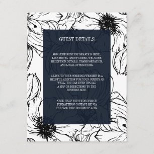 Modern Garden   Blue Floral wedding Guest Details Enclosure Card