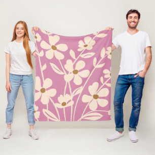 Modern Garden Floral Silhouette Fleece Blanket