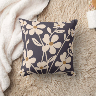 Modern Garden Floral Silhouette  Throw Pillow