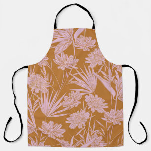 Modern garden flower monotone retro mood seamless  apron