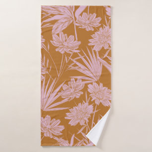 Modern garden flower monotone retro mood seamless bath towel