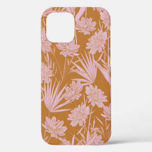 Modern garden flower monotone retro mood seamless  iPhone 12 case
