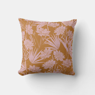 Modern garden flower monotone retro mood seamless throw pillow