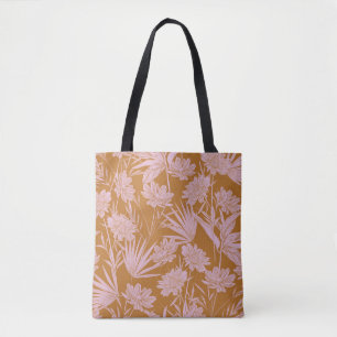 Modern garden flower monotone retro mood seamless tote bag