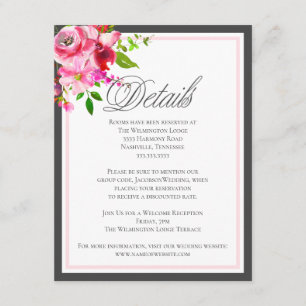 Modern Garden Flower Wedding Details Grey Enclosure Card