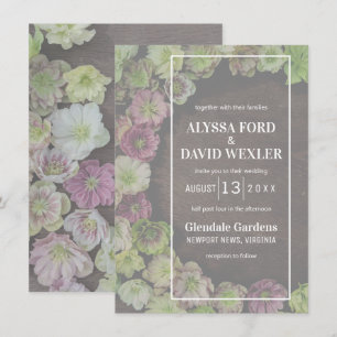 MODERN Garden Hellebore Wood Wedding Invitation