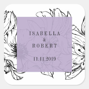Modern Garden   Lavender   Floral wedding Square Sticker