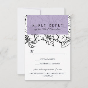 Modern Garden Lavender wedding Meal Choice RSVP Card
