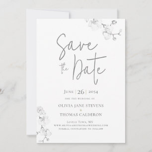 Modern Garden Orchids Wedding Photo Save the Date Invitation