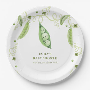 Modern Garden Sweet Pea In Pod Baby Shower Paper Plate