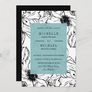 Modern Garden   Turquoise   Floral wedding Invitation