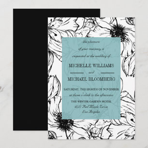 Modern Garden   Turquoise   Floral wedding Invitation