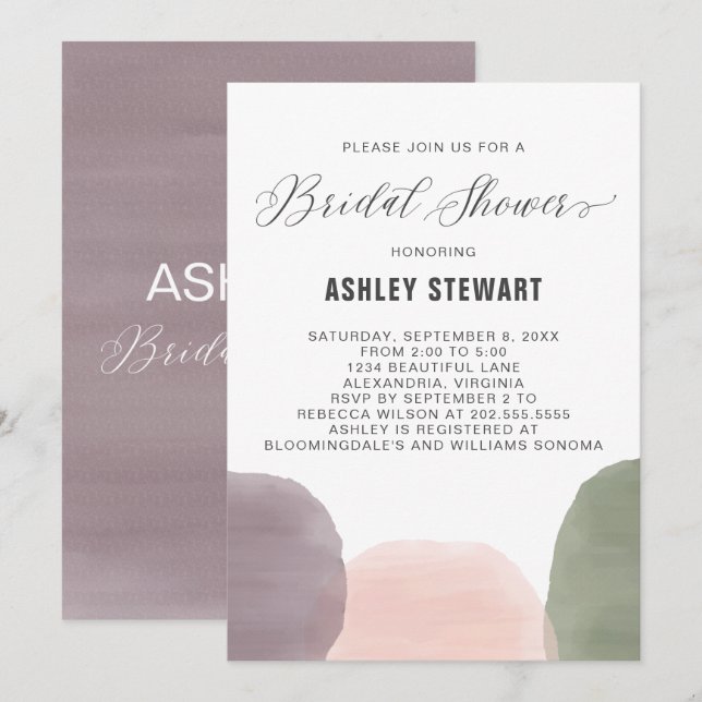 Modern Garden Watercolor Bridal Shower Invitation (Front/Back)