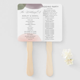 Modern Garden Watercolor Circles Wedding Program Hand Fan