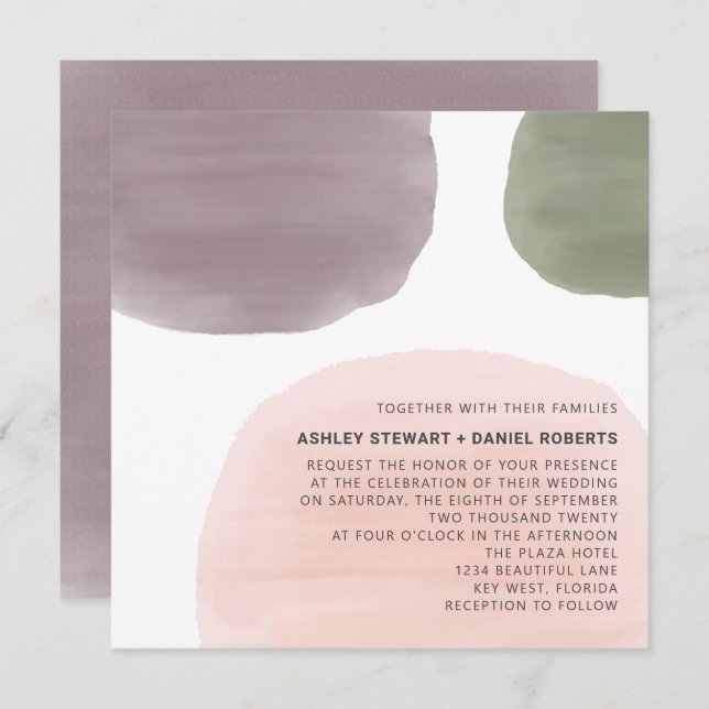 Modern Garden Watercolor Wedding Invitation (Front/Back)