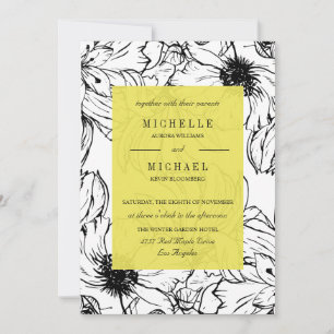 Modern Garden   Yellow   Floral wedding Invitation