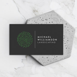 Modern Gardener Landscaping Shrub Logo Dark Grey Business Card