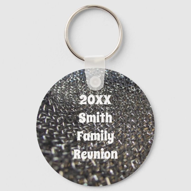 Modern Gathering Black And White Family Reunion Keychain (Front)