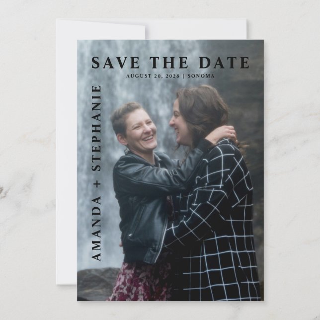 Modern Gay Couple Photo Save the date Invitation (Front)