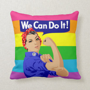 MODERN GAY ROSIE THE RIVETER THROW PILLOW