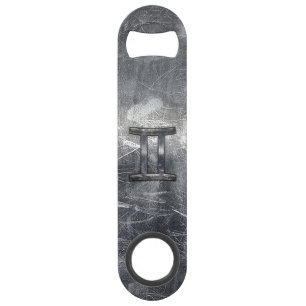Modern Gemini Zodiac Sign Grunge Distressed Style Speed Bottle Opener