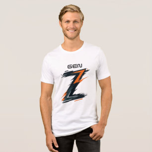 Modern Gen Z Graphic T-Shirt - Bold Abstract Lette Tri-Blend Shirt