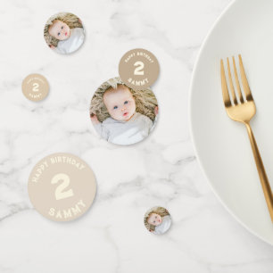 modern gender neutral baby photo 2nd birthday  confetti