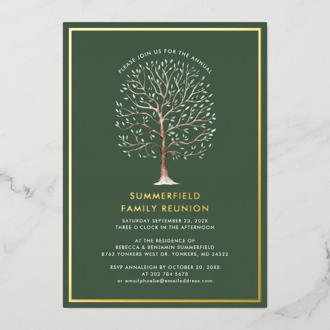 Modern Genealogy Tree Annual Family Reunion Gold (Front)