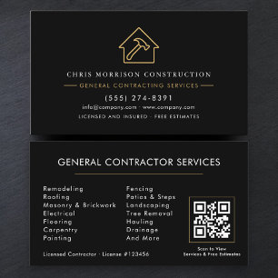 Modern General Contractor QR Code Business Card