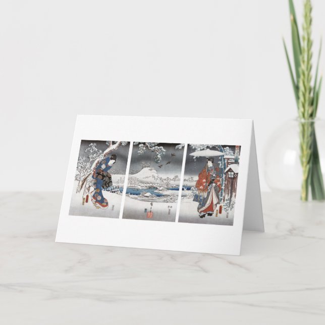 Modern Genji Triptych Greeting Card (Front)